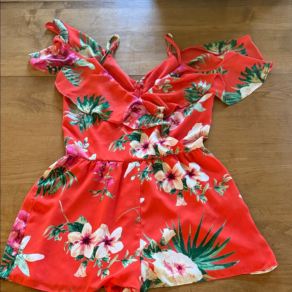 Floral Red Romper